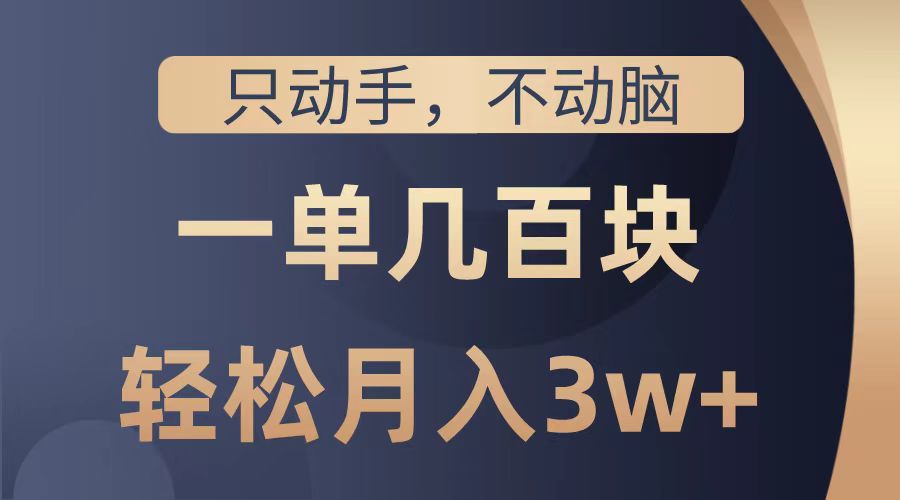 只动手不动脑，一单几百块，轻松月入2w+，看完就能直接操作，详细教程-迪思分享