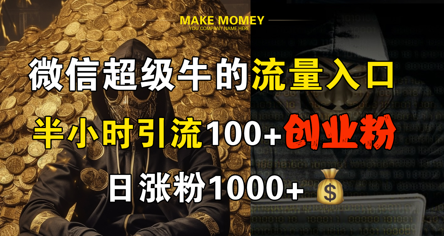 微信超级牛的流量入口，半小时引流100+创业粉，日涨粉1000+-迪思分享