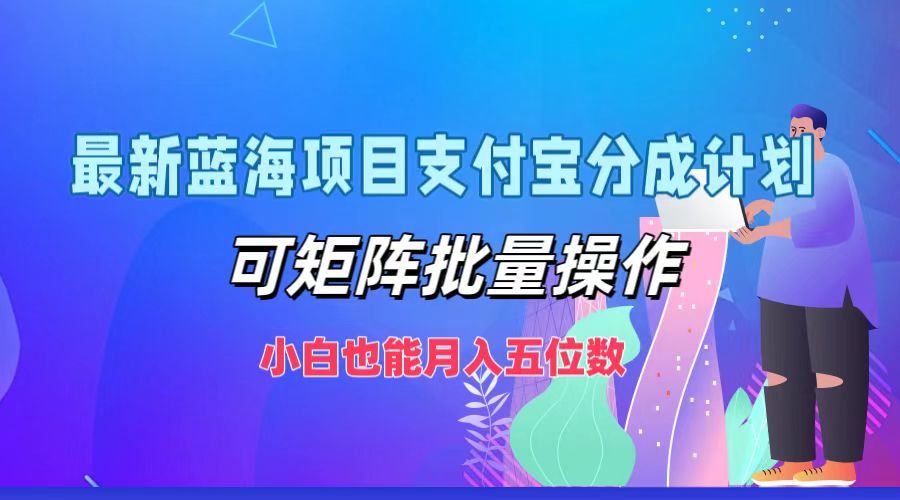 最新蓝海项目支付宝分成计划，小白也能月入五位数，可矩阵批量操作-八宾资源
