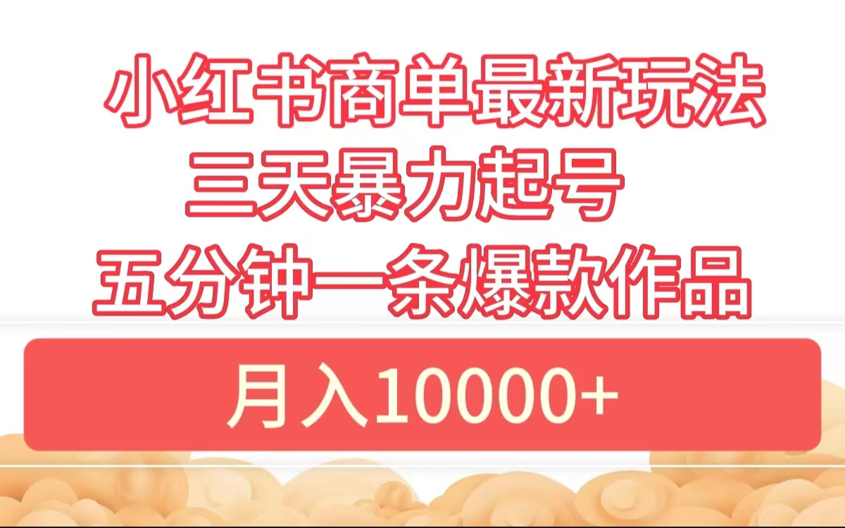 小红书商单最新玩法 3天暴力起号 5分钟一条爆款作品 月入10000+-迪思分享