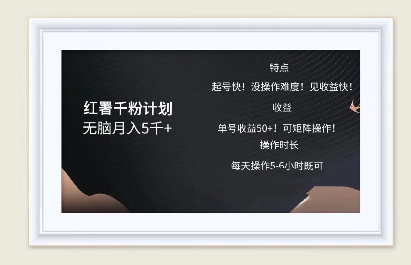 红薯千粉计划无脑月入5千➕！既做既赚！-迪思分享