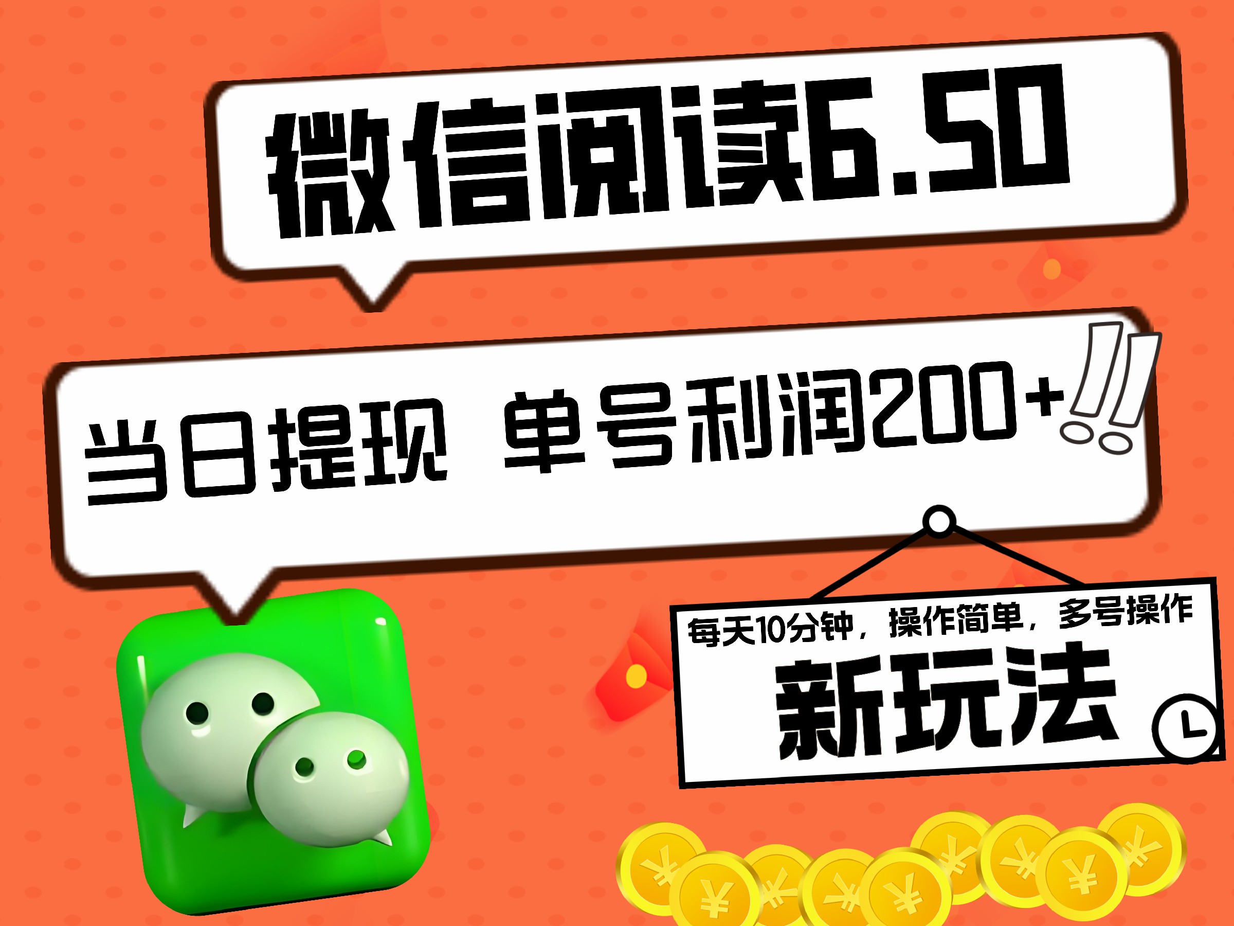 2024最新微信阅读6.50新玩法，5-10分钟 日利润200+，0成本当日提现，可矩阵多号操作-迪思分享