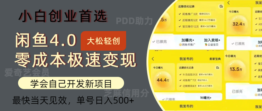 闲鱼0成本极速变现项目，多种变现方式，单号日入500+最新玩法-迪思分享