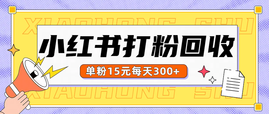 小红书打粉，单粉15元回收每天300+-迪思分享